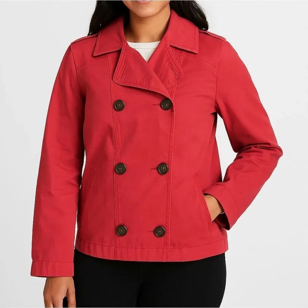 GAP Women's Red Short Lined Canvas Pea Jacket